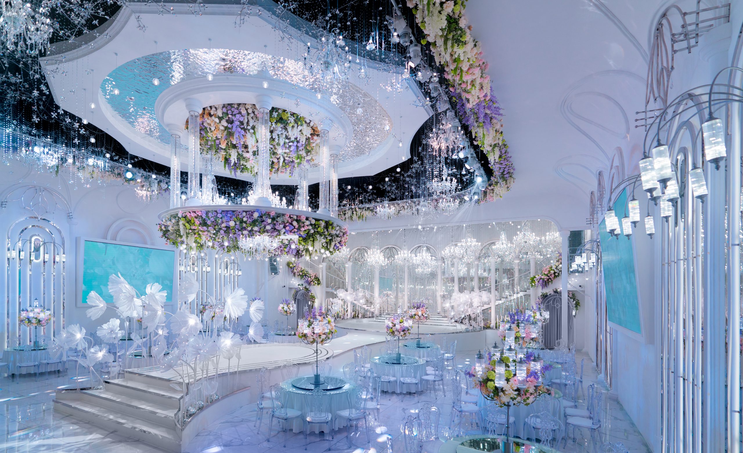 缪斯神殿婚礼宴会厅全景设计，東肆婚礼堂空间规划案例