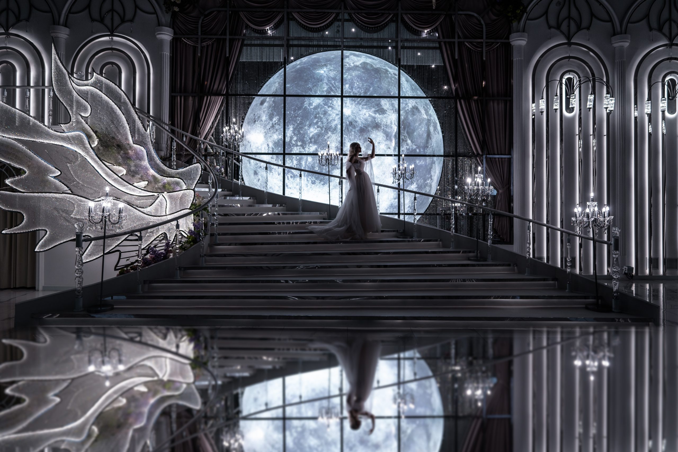 缪斯神殿婚礼堂灯光氛围设计实景